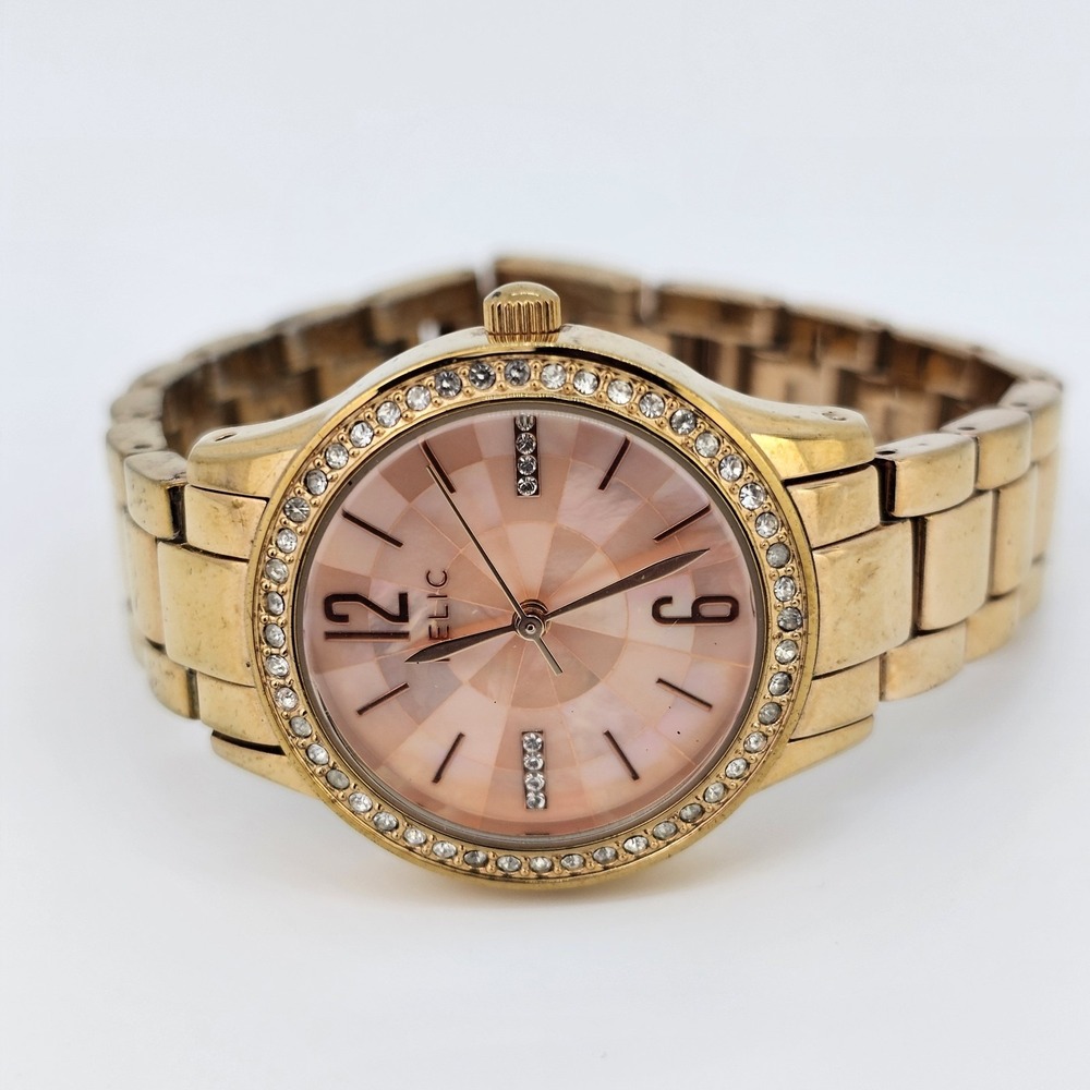 Relic Women's Watch 30MM MOP Dial Gold Bracelet Band 6.5" New Battery